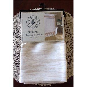 Caribbean Joe TROPIC Fabric Shower Curtain Tan New